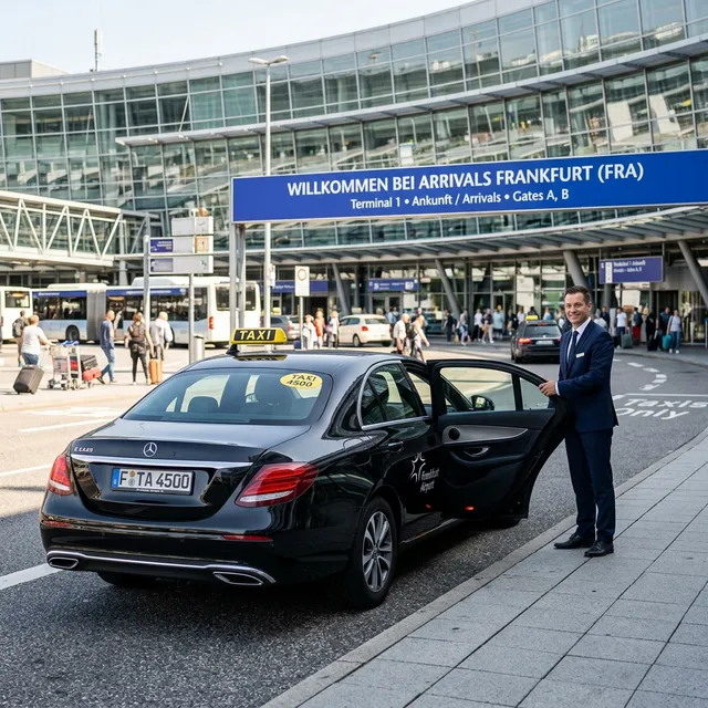 Taxi Frankfurt Flughafen – Mercedes Taxi am Frankfurt Airport FRA Festpreis ab €35